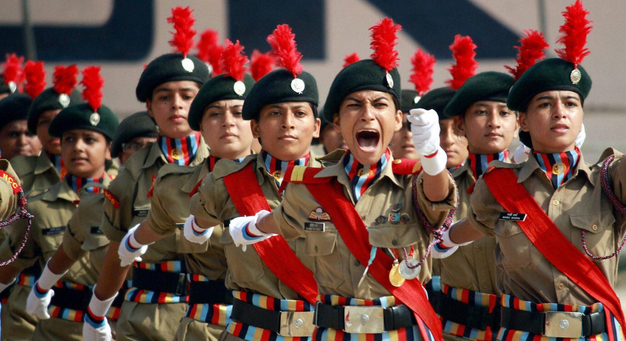 NCC cadets in uniform participating in a parade, showcasing discipline, teamwork, and patriotism during a ceremonial event.