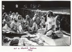 Ram Dass at a lecture, 1974