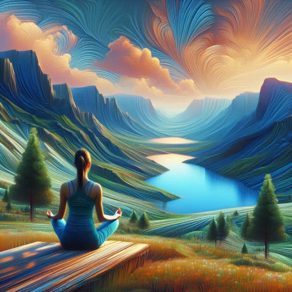 A Person Meditating in Nature – Represents mindfulness, self-awareness, and inner peace