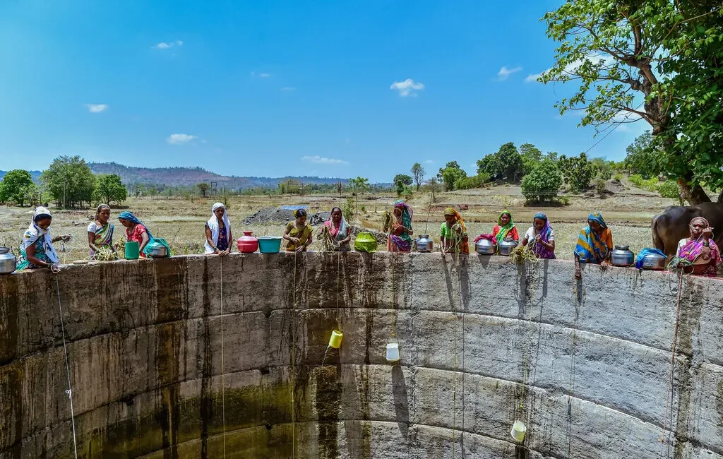 Water was drawn from a well in Maharashtra state in India this spring.Credit...