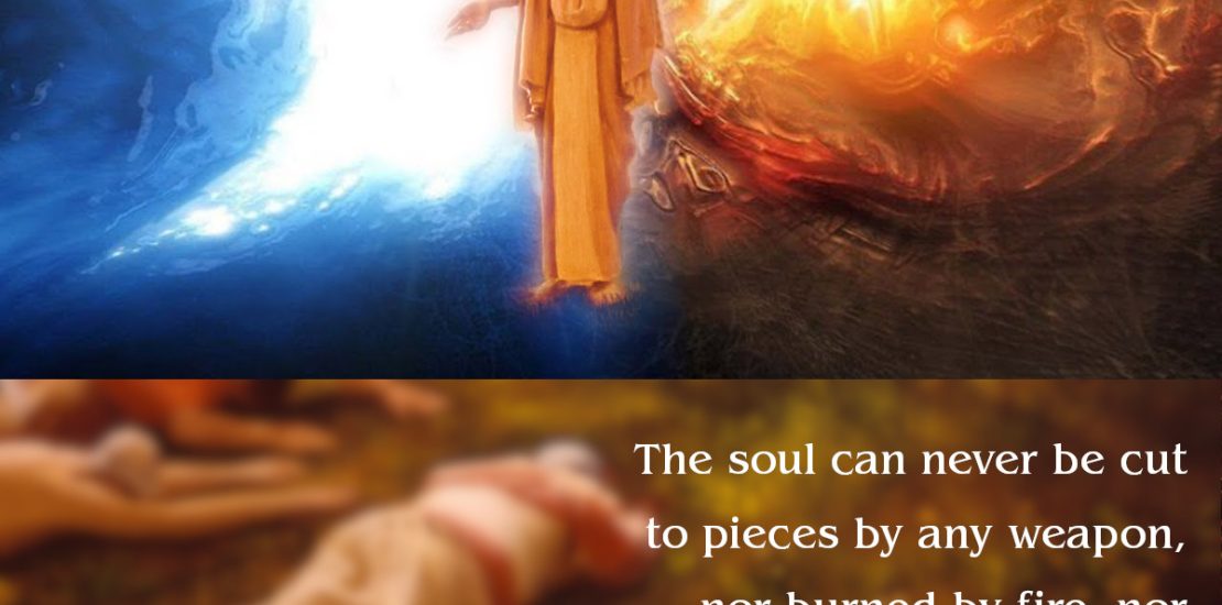 Bhagavad Gita Quote on the Eternal Soul: A visual featuring a quote from the scripture emphasizing the soul's immortality.